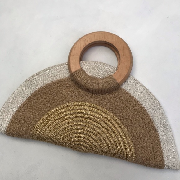 Natural Boho Crossbody Half Moon Taco Shaped Bag Summer Fun Bag - Picture 2 of 14